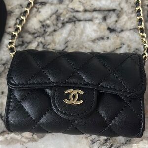 inspired Black Quilted Leather Bag